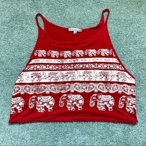 Elephant and Paisley Rhinestone Crop Top